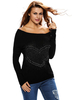 Women Casual Off-shoulder Heart Print Long Sleeve T-shirt