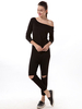 Women Casual Off-shoulder Hole Tie Waist Long Sleeve Jumpsuit