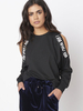Women Casual Off-shoulder Letter Print O-neck Sweatshirt