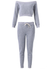 Women Casual Off-shoulder Long Sleeve Pure Color Suits