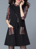 Women Casual Patchwork Pocket Long Sleeve O Neck Dress