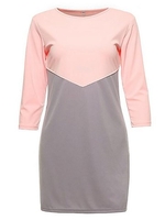 Women Casual Patchwork Three Quarter Sleeve O-neck Mini Dress
