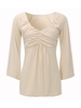 Women Casual Pleated Horn Sleeve V-neck T-shirt