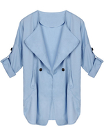 Women Casual Plus Size Long Sleeve Pocket Windbreaker Cardigan