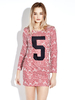 Women Casual Print Bodycon Long Sleeve O-neck Mini Dress