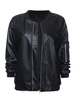 Women Casual PU Leather Long Sleeve Baseball Coat