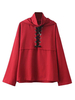 Women Casual Pure Color Cross Strap Bandage Hooded Sweatshirts