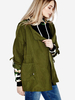 Women Casual Pure Color Hooded Windbreaker Jackets