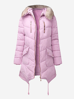 Women Casual Pure Color Long Sleeve Padded Coat