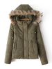 Women Casual Pure Color Stand Collar Hooded Coat