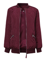 Women Casual Pure Color Stand Collar Jacket