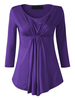 Women Casual Ruffled Irregular Hem O-neck 3/4 Sleeve T-shirt