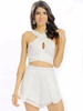 Women Casual Sleeveless Cross Strap Zipper High Waist Double-deck Short Suit