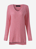Women Casual Slit Pure Color Long Sleeve V-neck Sweater