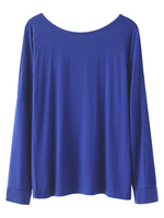 Women Casual Solid Color Backless O-Neck Long Sleeve T-shirt