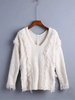 Women Casual Solid Color Long Sleeve V-neck Sweater