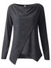 Women Casual Solid Color O-Neck Long Sleeve Asymmetrical Blouses