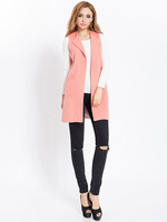 Women Casual Solid Color Sleeveless Vest Coat
