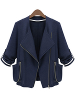 Women Casual Solid Color Three Quarter Sleeve Jacket