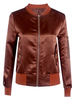 Women Casual Solid Color Zipper Long Sleeve Jacket