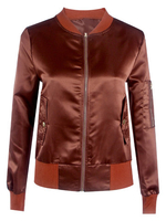 Women Casual Solid Color Zipper Long Sleeve Jacket