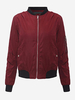 Women Casual Stand Collar Pure Color Zipper Jacket