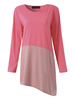 Women Casual Stitching Irregular Long Sleeve O-neck Dress