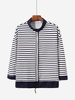 Women Casual Stripe Bandage Stand Collar Coat