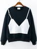 Women Casual Stripe Fake Two Piece Thicken Sweatshirt