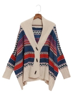 Women Casual Stripe Irregular Long Sleeve Cardigan