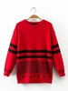 Women Casual Stripe Letter Print Long Sleeve O-neck Sweater