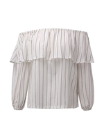 Women Casual Stripe Off-shoulder Long Sleeve T-shirt