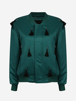 Women Casual Tassel Stand Collar Long Sleeve Jacket
