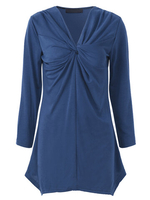 Women Casual Twisted Ruffled Irregular Long Sleeves T-shirt