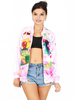 Women Casual Watercolor Stand Color Jacket