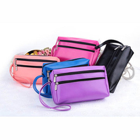 Women Casual Zipper PU Leather Phone Bag Card Holders Totes