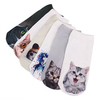 Women Catton 3D Printed Animal Pattern Socks Cute Cat Low Cut Ankle Hosiery