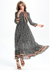 Women Chiffon Floral Print flouncing Long Sleeve Maxi Dress