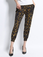 Women Chiffon Floral Printed Ankle-Length Bloomers Casual Pants