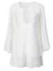 Women Chiffon Long Sleeve V Neck Mini Dress