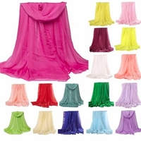 Women Chiffon Long Solid Color Scarves Female Beach Towel