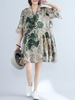 Women Chiffon Printed Loose Ruffled Half Sleeve Casual Dresses