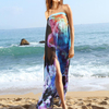 Women Chiffon Printing Floral Wrapped Chest Beach Towel Casual Sunscreen Bikini Shawl Scarfs