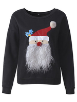 Women Christmas Santa Claus Pattern Thicken Sweatshirt