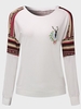 Women Christmas Stitching Elk Pattern Long Sleeve T-shirt