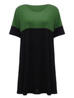 Women Color Block Half Sleeve Straight Mini Tunic Dress