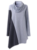 Women Color Contrast Detachable Collar Irregular Thicken Blouse