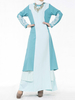 Women Color Contrast Long Sleeve Robe Dress Maxi Dress