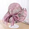 Women Color Inkjet Flowers Wide Brim Floppy Elegant Floral Bucket Hat Travel Beach Sunshade Hat