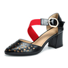 Women Color Match Pointed Toe Mid Heel Hollow Out Sandals